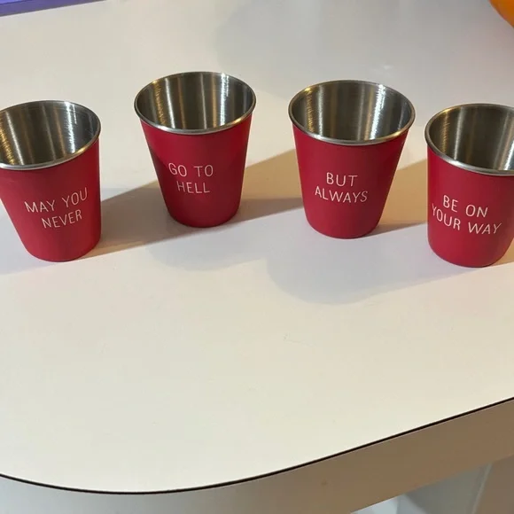 HQ Bold Red Stainless Steel Shot Glass Set - Picture 2 of 2